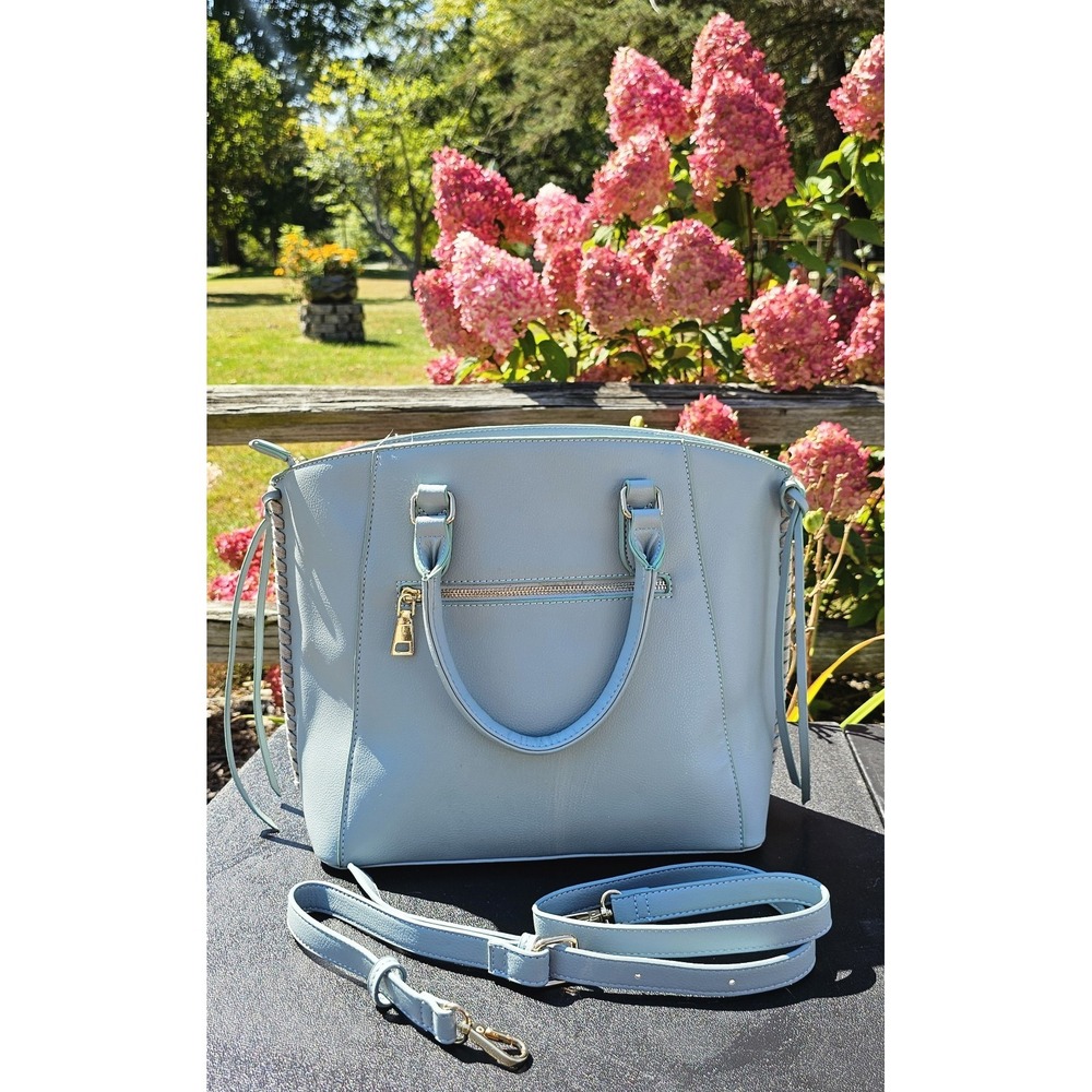 Mode Luxe Light Blue Satchel Handbag Purse - Vegan Leather